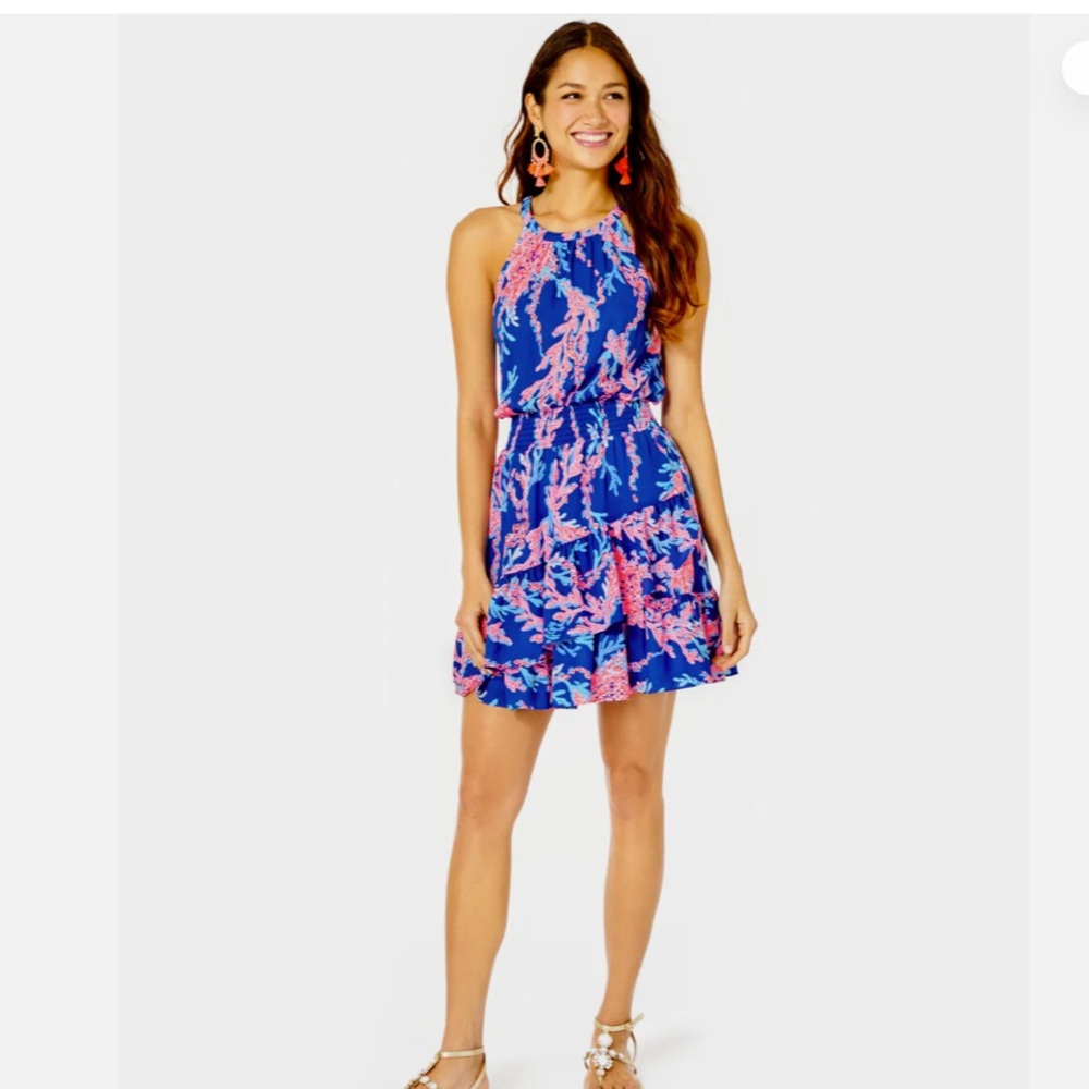 Lilly Pulitzer Pamelyn dress blue & pink  come on over - sz 00